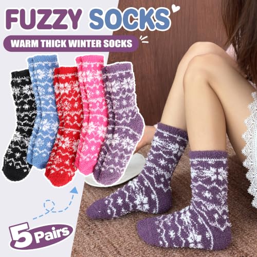 Image of Fuzzy Slipper Socks Thick Fluffy Warm Winter Cozy Plush Soft Sleep Home Socks for Women Men