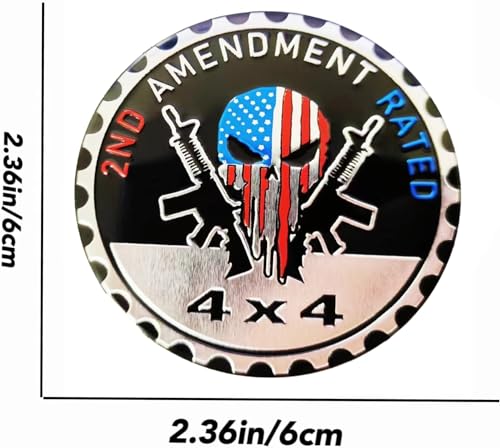 Image of 4 x 4 Metal Automotive Badge 3D Metal Emblems Round Emblem Decals Car Badge Decals Stickers Compatible with Jeep Wrangler Vehicles Trucks SUV (2ND)