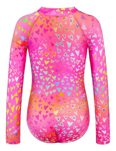 Girls Long Sleeve Swimsuit Zipper Rash Guard Bathing Suit Swimwear with UPF 50+ Sun Protection for Toddler Kids2