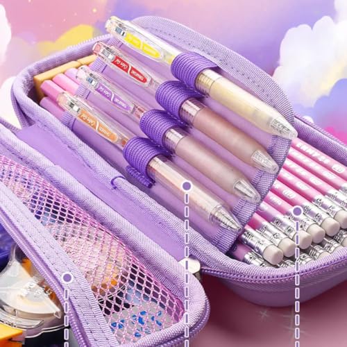 Image of Storio 3D Unicorn Cover Large Capacity Pencil Case Compass with Compartments, School Supply Organizer for Students, Stationery Box, Cosmetic Zip Pouch Bag, Multicolor