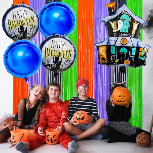 Image of Rozi Decoration Halloween Scray Home Foil Balloons Decoration Items for Home | Haunted Theme Party Decor | Happy Halloween Multicolor Balloons, 5 Pieces