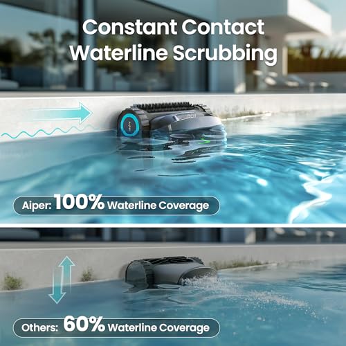 Image of AIPER Scuba X1 Cordless Pool Robot with Powerful Suction, Double Filtration and Wireless Charging Dock, Floor /Wall /Waterline Cleaning, 185 Mins Runtime for Above & In-Ground Pools, Dark