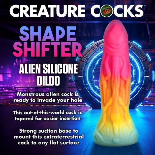 CREATURE COCKS Shape Shifter Alien Dildo for Men, Women & Couples. Firm and Flexible, Strong Suction Base, Fantasy Dildo, Unique Texture. Premium Phthalate-Free & Body-Safe Silicone. 1 Piece, Pink