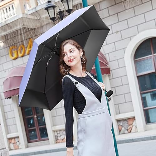 Image of REXERA Travel Mini Folding Compact Umbrella with Case, Manual Open 6 Ribs Lightweight Portable, Small Sun & Rain Pocket Umbrella for Girls and Women- Use in Rain & Summer