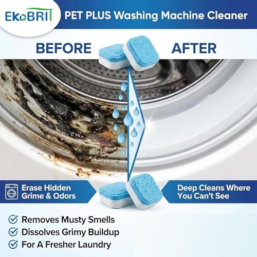 EKoBRIT Upgraded Enzyme-Containing Washing Machine Cleaning Tablets for Pet Hair, Deep Cleaning, Suitable for Top-loading and Front-loading Washing Machines, 24 Tablets – Enough for 12 Months of Use — view 2