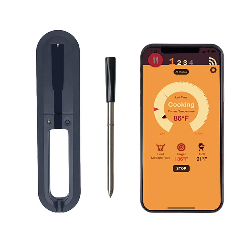 Termómetro Digital para carne con cuatro sondas Bluetooth para ahumador de barbacoa, termómetro ABS preciso de lectura rápida para horno fácil