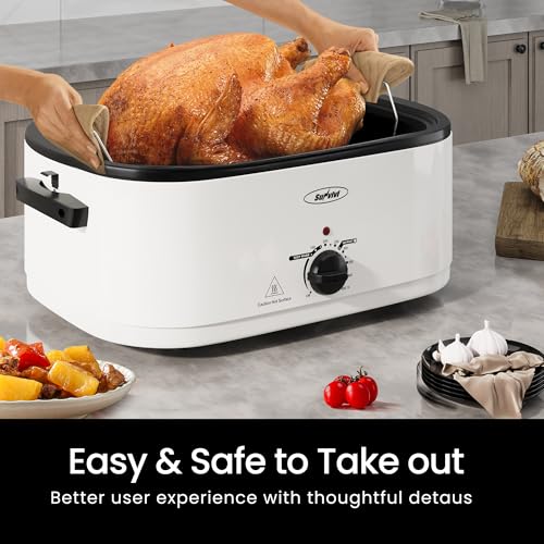 image for Sunvivi 24 Quart Electric Roaster with Removable Pan, 28 LB Electric T