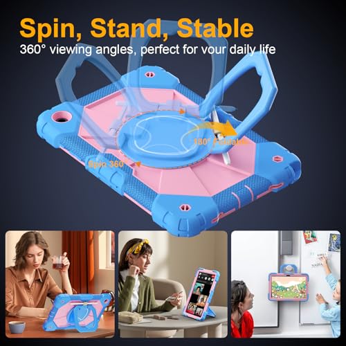 Case for Samsung Galaxy Tab A11+ Plus/A9+ 11 Inch 2025/2023,Ubearkk Case for Samsung Galaxy A9 Plus/A11+ Tablet case with Screen Protector 360 Rotating Stand Shoulder Strap Pen Holder, Blue Pink by Ubearkk - Used condition - Image 4