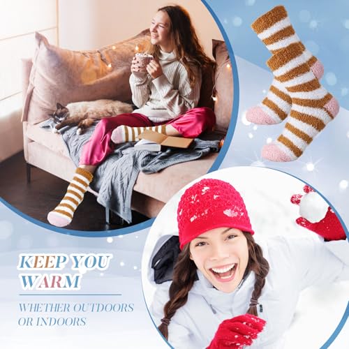 Image of Twistover 12 Pairs Fuzzy Socks Bulk for Women Warm Fluffy Winter Soft Sleep Slipper Socks for Home Outdoor Valentine's Day