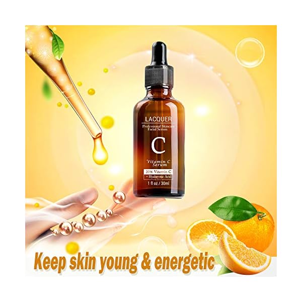 Lacquer, Vitamin C Serum for Face with Hyaluronic Acid + Vitamin E - Natural Organic Anti Wrinkles and Fine Lines Vitamin C Serum- Anti Aging Facial Skin Serum 1 fl oz, 1 Fl Oz (Pack of 1)
