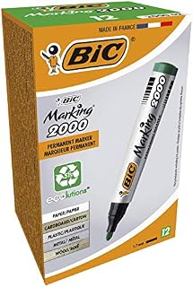 BIC Marking 2000 ECOlutions, Multi-Surface Black Permanent Markers, Ideal for School, Bullet Tip and Quick Drying Ink, Pack of 12