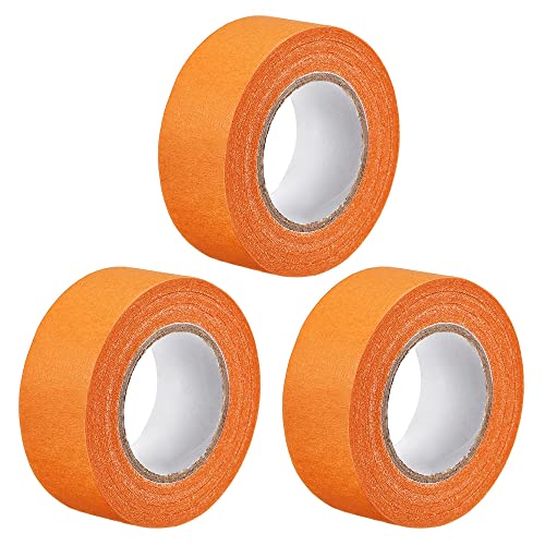 Image of uxcell 3Pcs 25mm 1 inch Wide 20m 21 Yards Masking Tape Painters Tape Rolls Orange