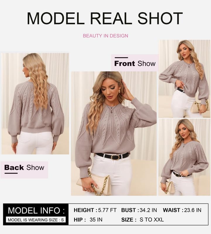 Dokotoo Womens Sweaters Crewneck Long Sleeve Cable Knit Chunky Sweater Tops Fashion 2025 Fall Outifits - Image 4