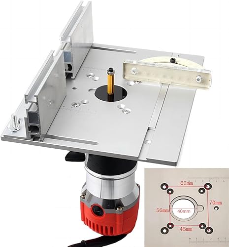 Miniatura 10 de Placa de inserción de mesa de enrutador de aluminio, bancos de carpintería de 9.4 x 7.9 x 0.2 pulgadas, placa abatible con guía de calibre de