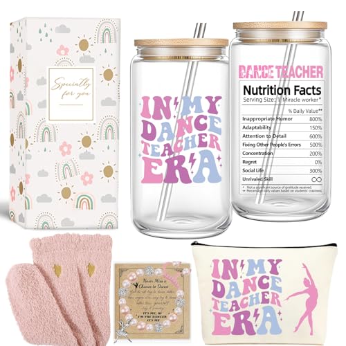 Teacher Gifts for Women Dance Teachers Appreciation Gift 16oz Dance Teacher Tumbler Unique Gifts Thank You Basket Box for Teachers Day/Retirement/Christmas