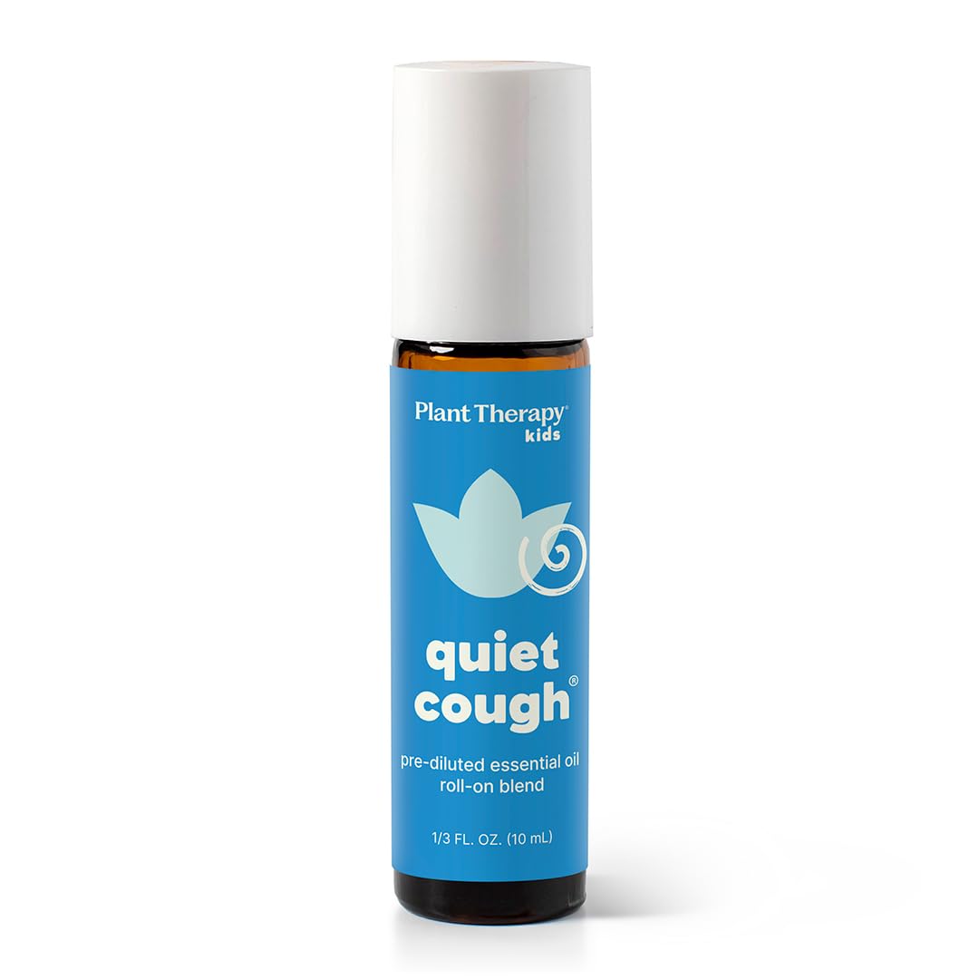 Plant Therapy Kids Quiet Cough Essential Oil Roll-on Pre-Diluted 10 mL (1/3 oz) 100% Pure, Support Respiratory Health, Ease Congestion
