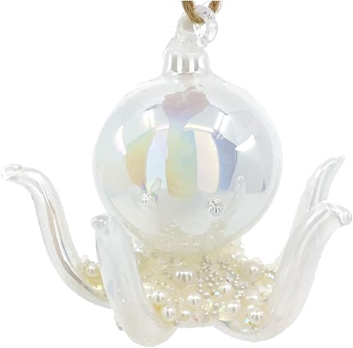 Adorno de pulpo - Árbol de Navidad de vidrio soplado para decoración de vacaciones costeras