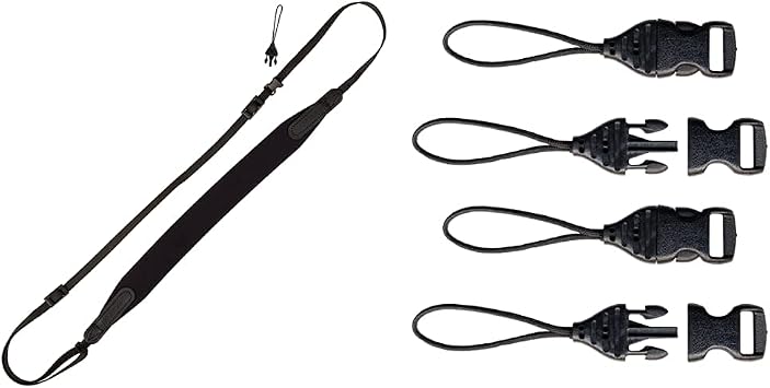 OP/TECH USA 3401002 Compact Sling for Cameras Black & USA 1301082 Mini QD Loops - 1.5mm - System Connectors