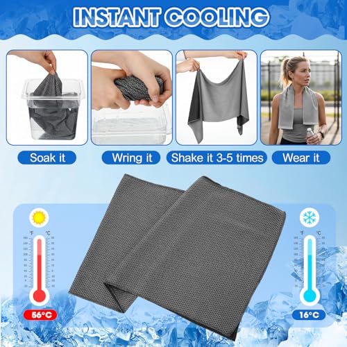 Image of Redbaker 90 Pcs Cooling Towels Bulk for Neck Face 40 inchx12 inch,Grey