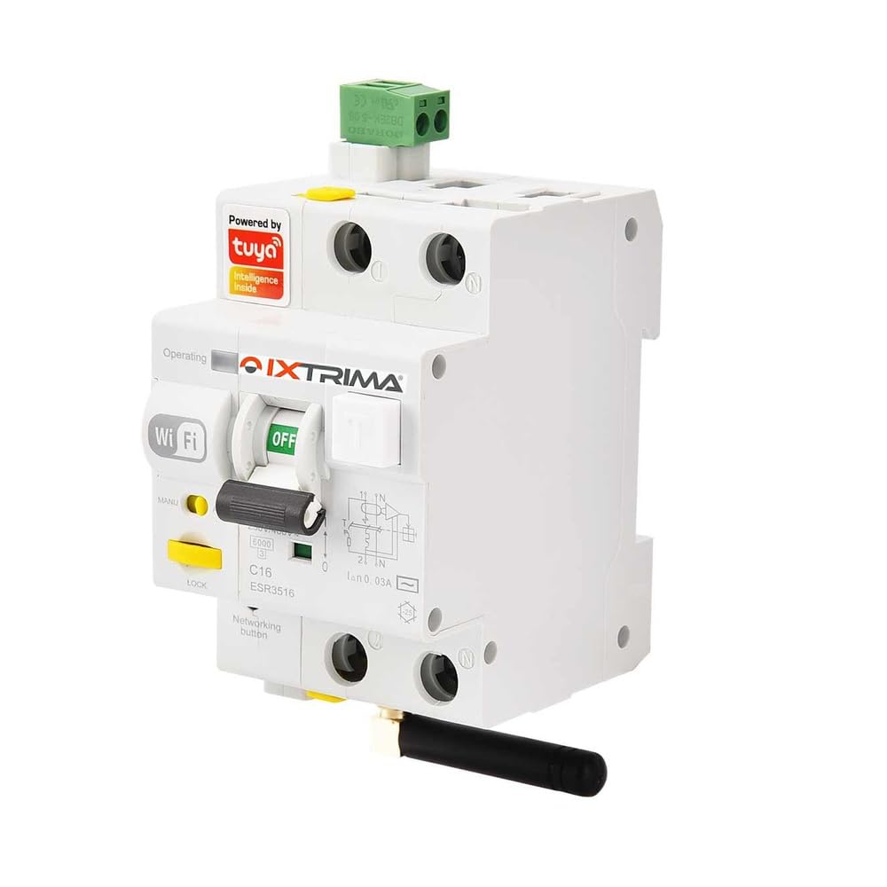 Interruttore Differenziale RCBO WiFi 1P+N 16A con Protezione Tuya Smart per Impianti Domestici – ESR3516