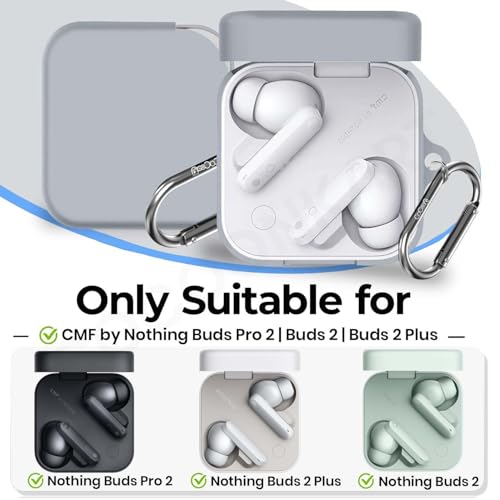 Image of Soft Silicone Case Cover for CMF by Nothing Buds Pro 2 | Buds 2 | Buds 2 Plus (Grey)