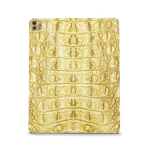 Image of MightySkins Carbon Fiber Skin Compatible with Apple iPad Pro 12.9 inch M2 6th Gen (2022) Full Wrap Kit - Golden Croc | Protective, Durable Textured Carbon Fiber Finish | Easy to Apply | Made in The USA