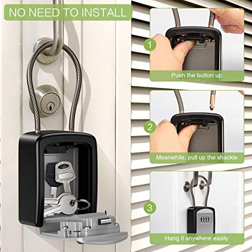 Keekit Key Lock Box, Safe Lock Box For Keys With Removable Chain, Resettable Code Key Storage Lock Box Waterproof With 4 Digit Combination, 5 Key Capacity For Home, Warehouse, Indoor & Outdoor #TOP6
