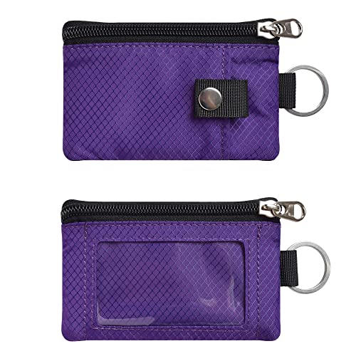 Image of CHENSPRX Minimalist RFID Blocking Small Wallet with ID Window,WaterResistant Zip Id Case Wallet with Lanyard Keychain for Cards,Cash,Travel,Women,Men