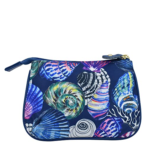 Anuschka Zip Travel Pouch-Wanderlust Collection-Nylon Fabric with Leather Trim and Artwork Print, Sea Treasures, One Size - Image 2