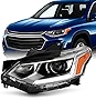 AKKON - Fits 2018 2019 2020 Chevy Traverse HID/Xenon Type [LED DRL Running] Projector Chrome Headlight Driver Left Replacement