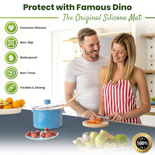 Image of Premium Silicone Mat 25 inch x 17 inch Multipurpose Cooking Mat Thick Heat Resistant, Kitchen Counter Mat Waterproof - Coffee Machine, Countertop Protector Air Fryer, Baking mat (Grey)