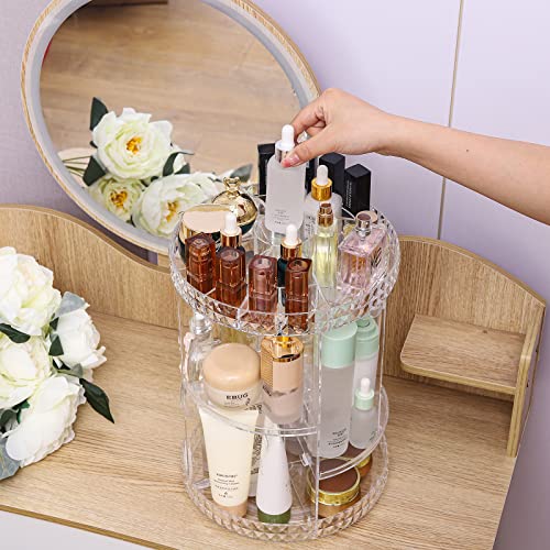 360 Rotating Makeup Organizer,Adjustable Spinning Holder For Bathroom,Large Capacity Cosmetic Storage Display Box Vanity Shelf Countertop,Make Up Rack Storage Cases,Clear #TOP4