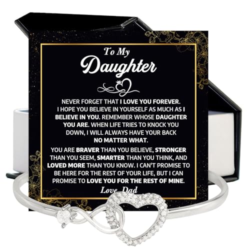 To My Daughter Bracelet From Dad With Heartfelt Message Card & Elegant Box, Bracelet For Girls, Daughter Birthday, Graduation, Wedding, Christmas Jewelry Gift From Daddy2