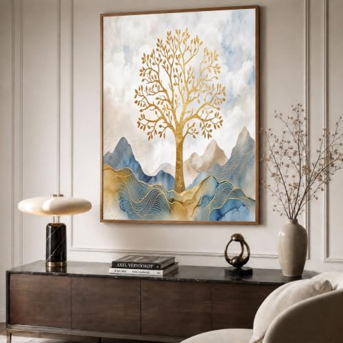 Art mural tableau or bleu décoration moderne grand format 60x80 - 3