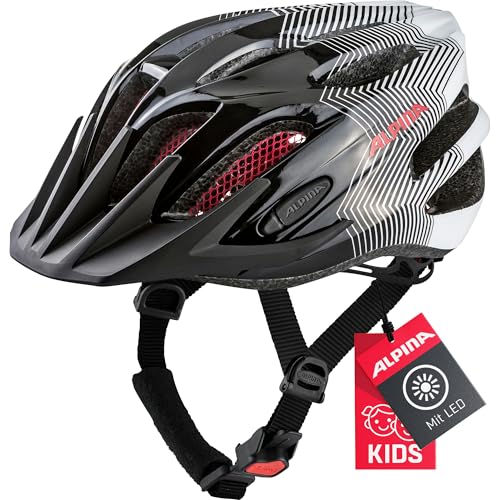 Alpina Kinder Fahrradhelm, Black-White-Red, 50-55 cm