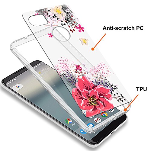 Topnow Google Pixel 2 Xl Case, [Anti-Scratch Pc + Shockproof Anti-Drop Soft Tpu] Advanced Printing Pattern Phone Cases Glossy Drawing Design Cover For Google Pixel 2 Xl(Flower Wandering) #TOP1