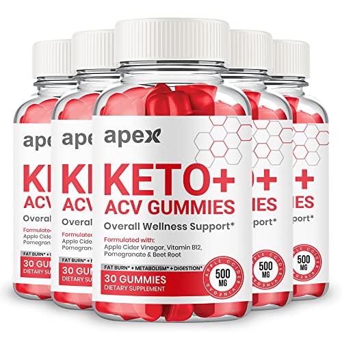 APEX Keto ACV Gummies, Original Powerful Formula, Maximum Strength, Vitamin B12, Beet Root and Pomegranate (5 Pack)