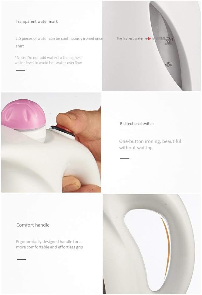 Steam Iron Garment Steamers for Clothes Fast Wrinkle Safety for Clothes with 200ml Large Capacity Water Tank for Home and Travel White