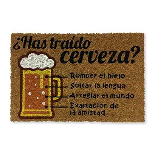 KOKO DOORMATS Felpudo Entrada casa Original, Fibra de Coco y PVC, Felpudo Exterior Cerveza Has traído Cerveza? 40x60x1.5 cm | Alfombra Puerta Entrada casa Exterior | Felpudos Divertidos para Puerta