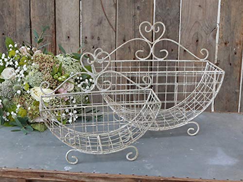 Chic Antique Shabby Körbe im 2er Set mit Herzdekor Wandkorb Metallkorb mit Herz