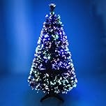 FlickBuyz Fibre Optic Artificial Christmas Tree – 3FT, 4FT, 5FT and 6FT Green Xmas Trees, Fiber Optic Christmas Tree 6FT (180 cm)