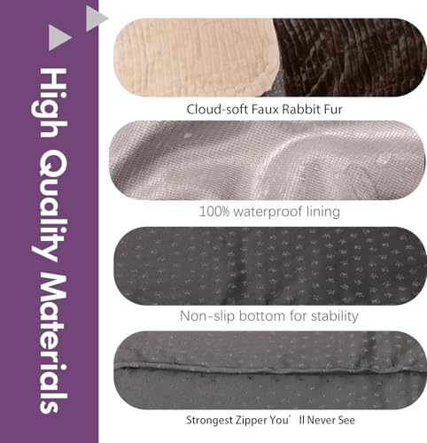 Image of Faux Fur Dog Bed Covers - Ultra Soft Rose Velvet, Removable & Washable, Cozy & Durable,Large Pet Bed Cover Only (No Filling) - Gray, (Stripe Gray, 44 inch L x 32 inch W x 4.5 inch Th)