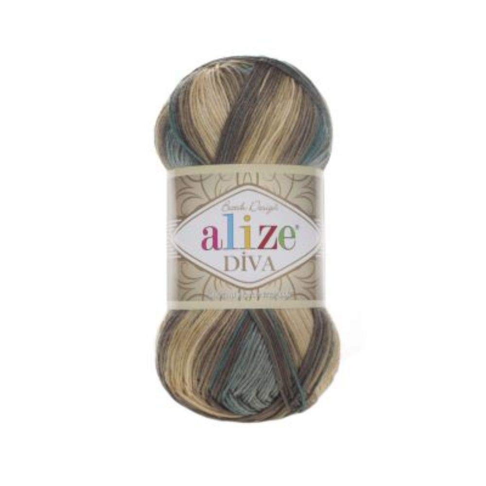 Yarn Wholesale Alize Diva Batik Tsvet.3307 T.biryuza.korichn.bezh Wholesale