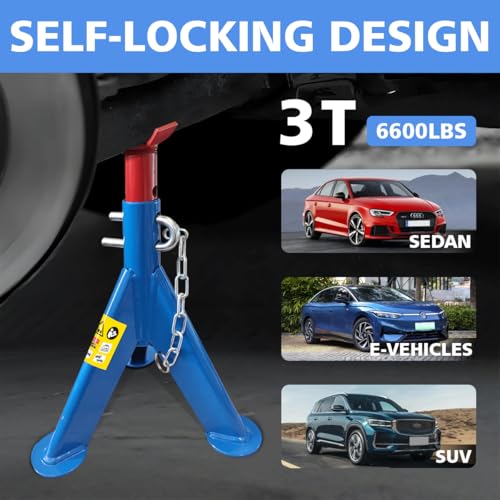 GAOLLY Jack Stands 3 Ton (6600 LBs) Lifting Car Stand with Security Locking Pins, Fit Use for Cars Automotive Sedans, RV, SUV, MPV, 2 Packs