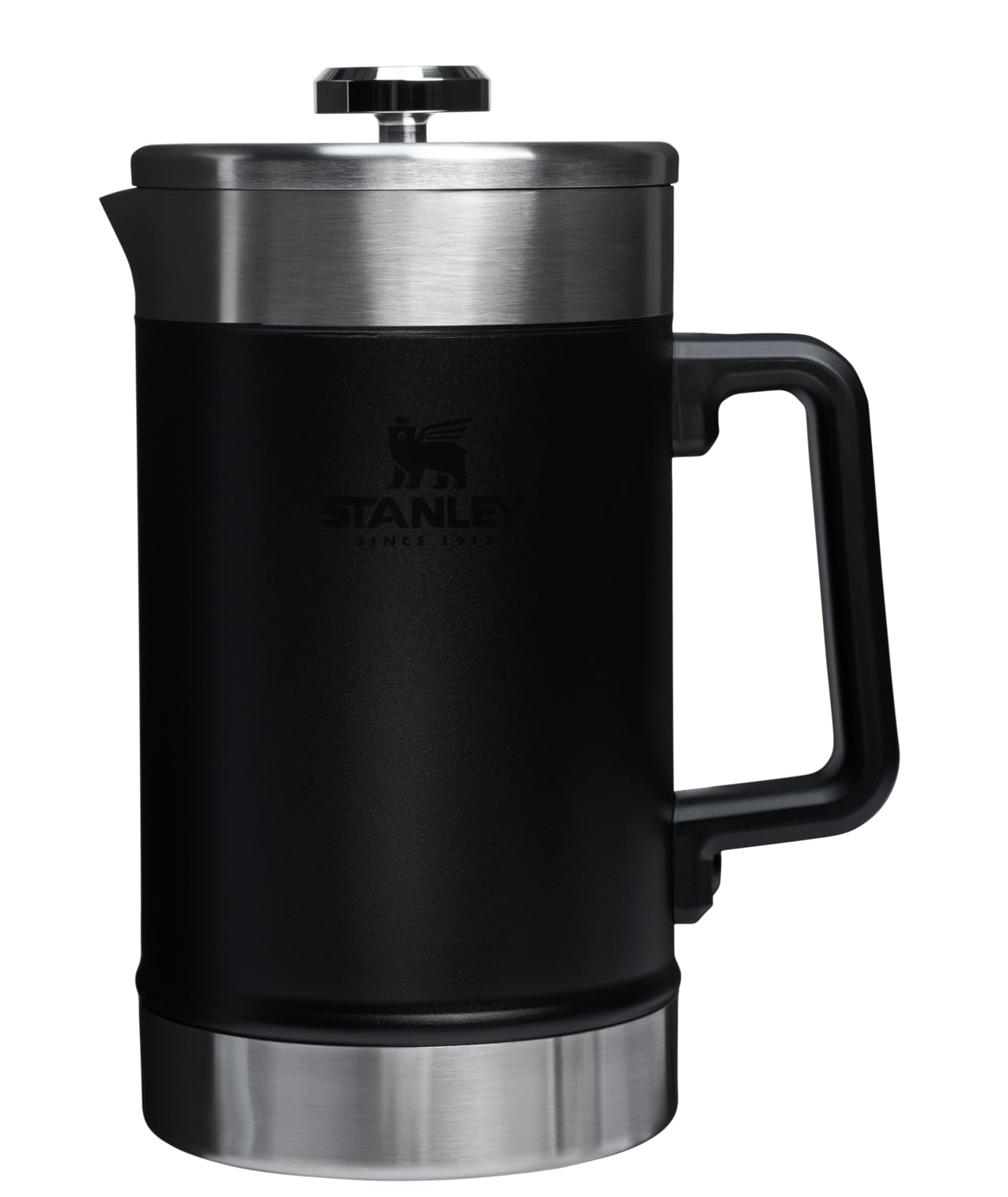Stanley Classic Stay-Hot French Press Coffee Maker 48 oz | 5 Minute Brew, 4 Hours Hot | Mesh Filter for Coffee Grounds | Insulated Stainless Steel French Press | BPA-Free | Black 2.0