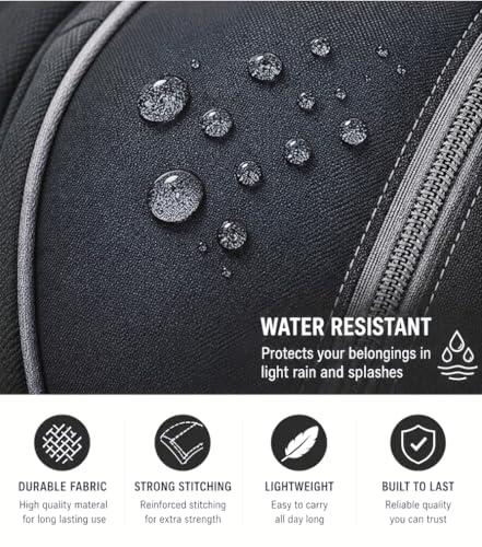 Image of OMVOR Laptop Backpack, Black, Water Resistant, Lightweight, with Laptop Sleeve, Bottle Pocket & Accessories Pocket