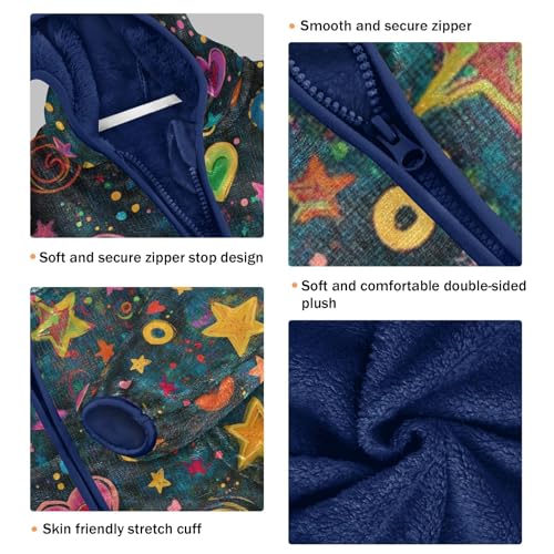 Fantasy Stars Circles and Hearts Girls Fleece Jacket Girls Fall Jacket Girls Zip Up Hoodie Girls Sherpa Jacket 2-10T3