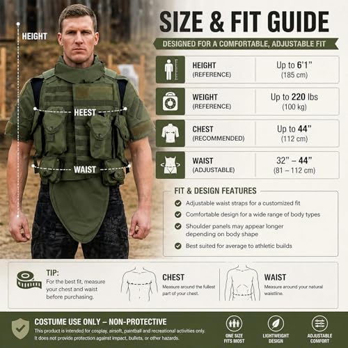 Chaleco tactico de Airsoft verde con equipo de proteccion inferior 3