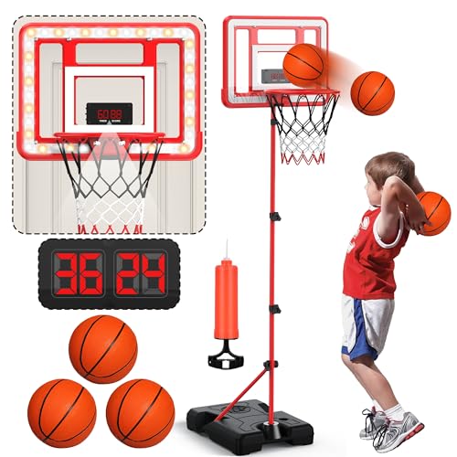 Kids Indoor Basketball Hoop with Scoreboard & Timer