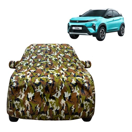 Image of VYAS Tata Nexon Car Body Waterproof Cover (2017-2025),Compatible with Tata Nexon Car Cover, Comes with Bird Droppings, Scratch, UV and Paint Protection, Jungle Camouflage.